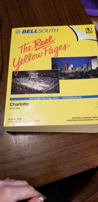 Vintage Yellow Pages Telephone Phone Address Book Charlotte 1989 (90s)
