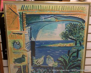 1962 Pablo Picasso Cannes A.  M.  Travel Poster 39x26 " Mourlot Paris