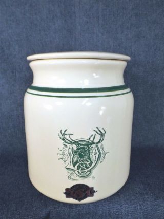 John Deere Stoneware Cookie Jar - - Old Deer In D Logo