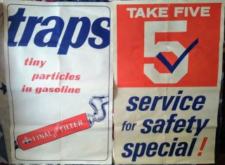Two 1965 Standard Oil Gas Station Poster Signs.  Cool