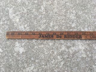 Vintage c.  1940s JAMES De RIDDER Oliver Farm Implements Wooden Yardstick,  2 - Sided 2