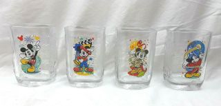Disney Mickey 2000 Complete Millennium Glass Set Of 4 Glasses From Mcdonald 