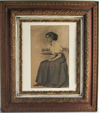 Antique Drawing Young Woman Writing A Letter 1909