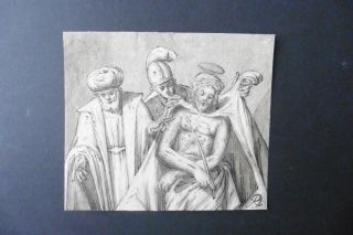 Flemish School 16thc - Religious Scene Attr.  Otto Van Veen - Ink Drawing