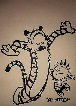Calvin And Hobbes - Bill Watterson,  Comics Artwork,  Hand Drawn Signed Drawing