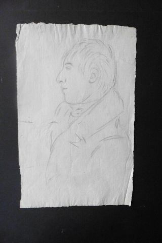 French School Ca.  1800 - Portrait Of A Young Man - Charcoal Drawing