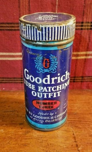 Vintage Goodrich Tire Tube Patching Outfit,  Number 3,  Tin Metal Can,  Bf Goodrich