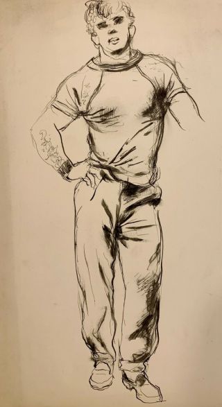 Walter Stuempfig 20th C.  American Pafa Artist Drawing Handsome Young Man