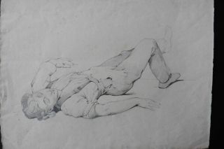 FRENCH SCHOOL 19thC - A SLEEPING YOUNG MAN - FINE CHARCOAL DRAWING 2