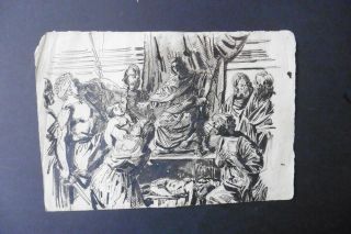 Italian - Bolognese School 18thc - Biblical Scene - Solomon - Ink Drawing