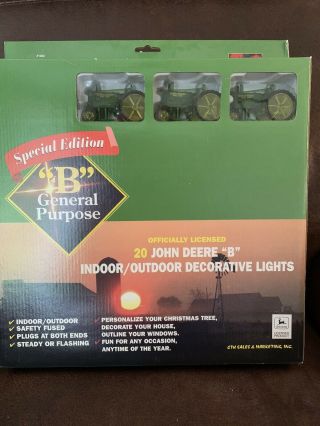 20 Pc John Deere Model B Tractor Indoor Outdoor Decorative Light Set Christmas