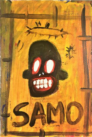 Jean - Michel Basquiat Untitled Samo Postcard Style Acrylic Painting