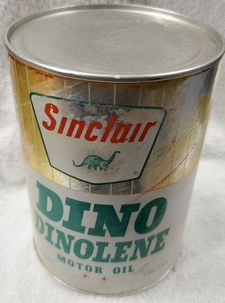 Vintage Sinclair Dino Dinolene 1qt Motor Oil Can Cardboard Petroliana Cars Auto
