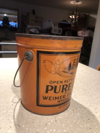 Vintage Fort Henry Brand Pure Lard Can Weimer Packing Co Wheeling,  WV.  4 Pounds 2