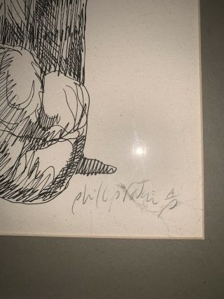 MCM AP ART OLD MASTER DRAWING INK PAPER ITALIAN SIGNED PHILLIP framed 3