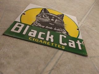 Vintage Black Cat Cigarettes Porcelain Sign (6 inch) 1950 ' s 2