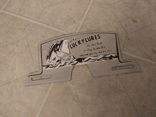 Vintage Lucky Lures Porcelain Sign (8 Inch) 1950 