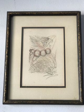 SALVADOR DALI MODERN EXPRESSIONIST ETCHING - SIGNED 1960 VINTAGE ABSTRACT PEGASUS 3