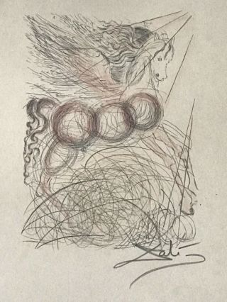 SALVADOR DALI MODERN EXPRESSIONIST ETCHING - SIGNED 1960 VINTAGE ABSTRACT PEGASUS 4