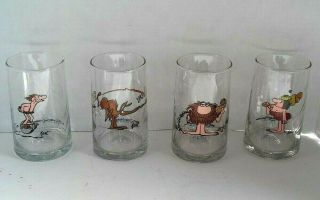Vintage B.  C.  Comics Johnny Hart Set Of 4 Drinking Glasses Arby 