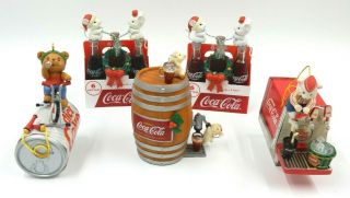Vintage 1991 - 1994 Set Of 5 Enesco Diet Coke / Coca Cola Christmas Ornaments