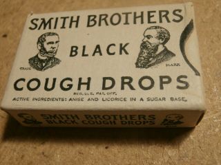 Vintage Small Box 1 Cent Smith Brothers Black Cough Drops -