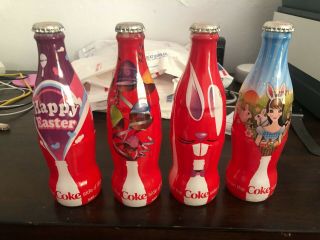 Coca Cola Coke Set Of 4 Australian Easter Bottles 330ml Vinyl Wrap With Carrier