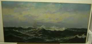 Early 20th Century Pastel Seascape Signed Listed Artist H Maylath Cigar Ad Back