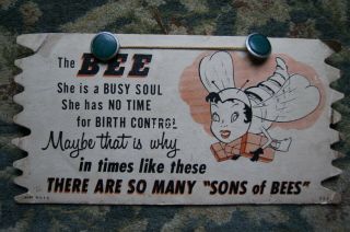 Womens Rights Birth Control Sign Vintage 1950s 1960s Sons Of Bees License Plate