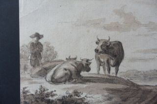DUTCH SCHOOL 17thC - ANIMATED LANDSCAPE WITH COWS - CIRCLE AELBERT CUYP - INK 2