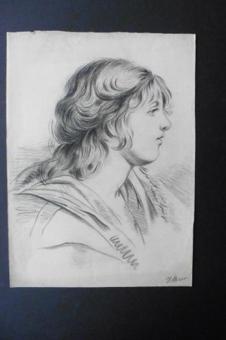 Dutch School Ca.  1883 - Portrait Young Man - Charcoal Signed Storm