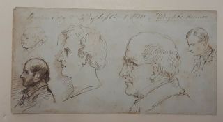 18th 19th C American English Old Master Drawing Portrait Antique Caricature