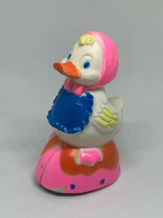 3.  5” Easter Friction Toy Mrs Duck On Egg Hard Plastic Easter Unlimited 3702 Vtg