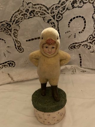 Adorable Bethany Lowe Easter Child In A Duck Costume Storage Box Figure 7in Tall