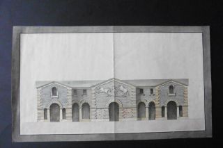 French School 18thc - Architectural Design For A Riding School - Ink - Watercolors