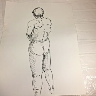 Vtg Male Physique Nude Pencil Sketch Drawing By William Anton Kleiner Gay Int 6