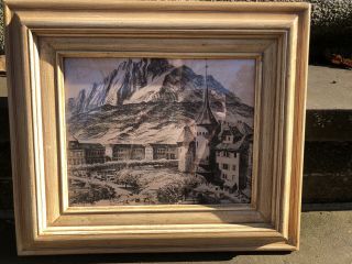 Vintage “63” Framed Pen And Ink Of Switzerland By Rod Robertson Signed
