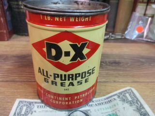 D X All Porpose Grease Can Lubricant 1 Lb Tin Mid Continat Petroleum Corp Usa
