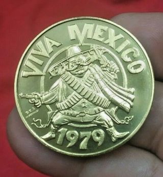 Lan5140 Vintage 1979 Krewe Of Isis " Viva Mexico " Bronze Multi Doubloon