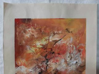 Zao Wou Ki Mixed technique on old paper abstract handmade signed 2