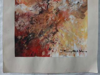 Zao Wou Ki Mixed technique on old paper abstract handmade signed 3