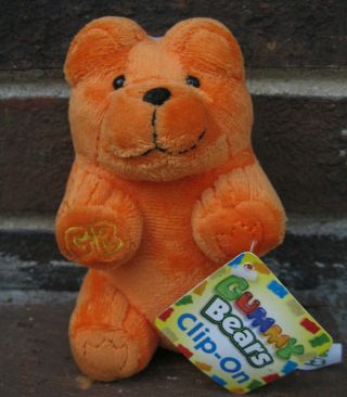 Gummy Bears Plush Orange Teddy Bear Plush Advertising Collectible 5 " Toy Clip - On