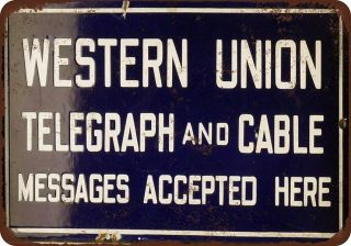 Western Union Telegraph And Cable Vintage Rustic Look Decor Tin Sign 8 " X 12 "