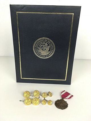 1976 Meritorious Service Medal U.  S.  Navy Certificate Papers Coat Buttons Estate