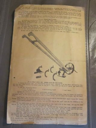 Planet Jr.  No.  4 Hill And Drill Seeder And Wheel Hoe Instructions Using