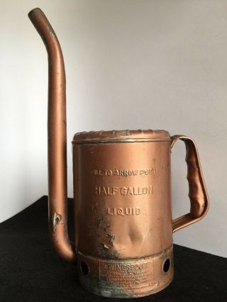 Vintage 44 Minn Copper Painted Swingspout Half Gallon Oil Can