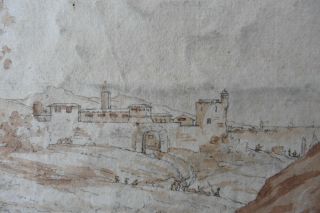 DUTCH SCHOOL 17thC - ANIMATED ITALIAN LANDSCAPE ATTR.  VAN WITTEL - INK DRAWING 6