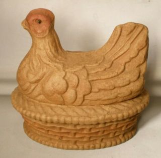 Pressed Fiber Hen On Nest Candy Container