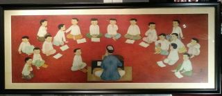 Mai Trung Thu (vietnam,  1906 - 1980) " Classroom " Rare Framed Print