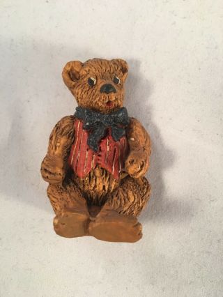 June Mckenna 1983 " Baby Bear In Red Vest " Christmas Ornament